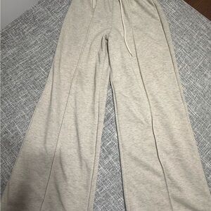 SHEIN Light Beige wide leg Ribbed sweatpants